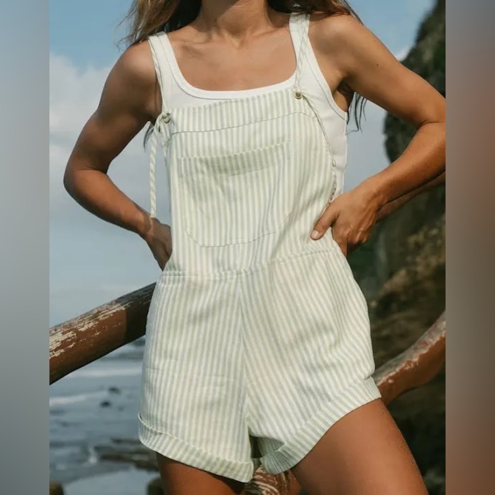 green striped billabong romper